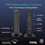 Plugable USB 3.0 and USB-C Universal Laptop Docking Station with 2 HDMI Ports for Windows, Mac (Driver Required