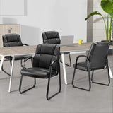 Office Desk Guest Chair Set of 8, Leather Waiting Room Chairs with Padded Arms for Elderly Home
