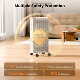 Portable Electric Radiator Heater, Space Oil Filled Heaters with 3 Heat Settings, Adjustable Thermostat, Overheat & Tip-Over Protection For Indoor Use,1500W (White)