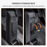 BANKKY 6PCS Center Console Organizer Tray for Tesla Model 3 Highland 2024 2025 Car Accessories with Armrest Storage Tray, Hidden Storage Box, Cup Holder Insert, Camera Privacy Cover, Glove Box Hook