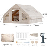 YITAHOME 13FT X 10FT Inflatable Camping Tent, Large Inflatable House Tents for 8 People with Pump, Easy Setup Waterproof Blow Up Tent with Explosion Proof Valve for Camping Hiking Backpacking