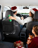 HORJONES Corduroy Car Trash Can with Lid and Mesh Pockets - Leakproof Organizer,Multipurpose Waterproof Garbage Can/Trash Bin for Car(Black-2 Gallons)
