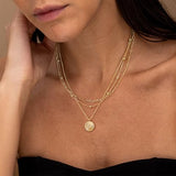 YOIHUR Layered Gold Necklaces for Women, 14K Gold Plated Beading Figaro Necklace Trendy Layering Circle Pendant Necklace Set Jewelry for Women