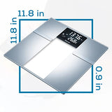 Beurer BF720 Smart Scale for Body Weight, Body Fat, Body Water & More – 400 lb Capacity, Bluetooth App, Calorie Data, User Recognition, XL LCD Display, Glass Digital Bathroom Scale – Grey