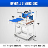 16x24 Inch Pneumatic Dual Platen Heat Press - Infrared Positioning Auto Lift Sublimation Transfer Machine with Full Touch LCD Screen