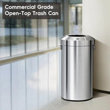 Urban 24 Gallon Round Stainless Steel Open Top Waste Bin, Tall Commercial Trash Can for Indoor/Outdoor