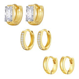 YOIHUR Small Gold Huggie Hoop Earrings Set for Women, 14K Gold Plated Chunky Hypoallergenic Stack Cartilage Earrings, 3 pcs Dainty Cute Multiple Piercing Trendy Jewelry Festival's Day Gifts for Women