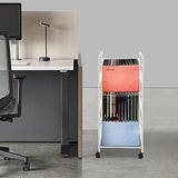 File Cart for Office, 3 Tier Metal Hanging Files Under Desk Storage File Cabinet with Wheels