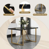 CTPNMCIN Modern Dining Table Set for 6, 55'' Gold Dining Room Table