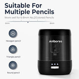 Aniborsa Electric Pencil Sharpener, USB & Battery Operated, Adjustable Nibs, Automatic Pencil Sharpener, Black