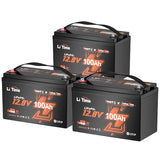 Litime 12V 100Ah Trolling Motor LiFePO4 Battery for Marine, Boat (3-Pack)