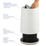 BRIEFHUMAN Household Swing White Bathroom Trash Can，Brushed Stainless Steel