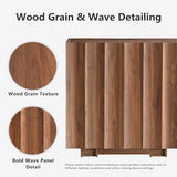 win2win 30.8" Fluted Sideboard Buffet Cabinet with Storage,Walnut, 3Pcs