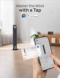 DREO Smart Tower Fan for Bedroom, 90° Oscillating 40" Standing Fan, 26ft/s High-Speed 5 Speeds 4 Modes, Quiet Room Floor Fans, Touch/Remote/APP & Voice Control, Work with Alexa, 12H Timer, Silver