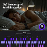 Fitness Trackers Smart Wristband With Hidden Screen(Wrist-Raise Screen Activation)Activity & Sleep Tracker with Heart Rate/HRV/Blood Oxygen (Black, Universal Size)