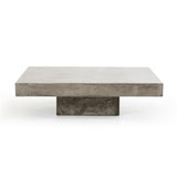 Pemberly Row Square Modern Concrete Coffee Table, 43 x 43 x 12 in, Fiber Reinforced Stone, Dark Gray Acrylic Sealed Finish, Elegant Sturdy Design for Living Room or Outdoor Use