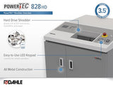 Dahle PowerTEC 828 HD Hard Drive and Paper Shredder, Cross Cut, Shreds 3.5" Hard Drives, CDs/DVDs, Paper