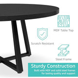 Black Round Dining Table for 6 - Modern Circle 51 Inch Large Room Kitchen Dinning Tables for 4 to 6 Person