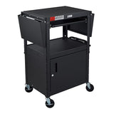Adjustable Height Rolling AV Cart, Mobile Workstation With Drop Leaf Shelves
