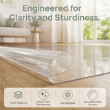 Easy Clean Clear PVC Rolling 60"x190" Chair Mat for Indoor Study Rooms