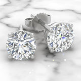 0.25 Ct Round Cut Lab-Grown Diamond 4-Prong Stud Earrings in 10K Gold