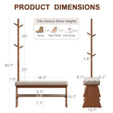 YQJJGL Coat Rack with Shoe Storage,Shoe Rack whit 8 Hook for Offices、Bedroom、Living Room,Small Shoe Bench,Walnut