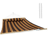 Sunnydaze Extra Large Quilted Hammock with Spreader Bars - 2-Person Hammock for Outside - Woodland Stripe
