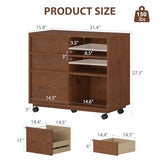 AnywaysWood 3-Drawer Mobile File Cabinet, Wooden File cabinets