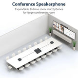 Conference Speaker and Microphone, Bluetooth/USB Speakerphone with 2 Expansion Mics, 360° Enhanced Voice Pickup, Noise Reduction Conference Microphone