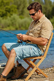 Heyfanee Mens Cargo Jean Shorts Relaxed Fit Denim Shorts for Men Blue Baggy Loose Fit Jorts Below Knee 32