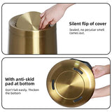 LEASYLIFE 8L/2.1GALbrass Garbage can with Swing lid，Brushed Nickel Gold Trash can,Matte Gold Trash can for Bathroom
