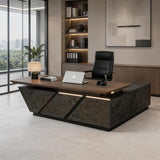 SAINTCY Professional Executive Desk with Privacy Panel & Drawers