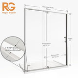 56-60" W x 71" H Pivot Swing Glass Shower Door,Pivot Frame Shower Door with 1/4"(6mm) Clear SGCC Tempered Glass,Chrome Finish Shower Doors,Reversible Installation
