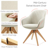 Art Leon Beech Wood Swivel Desk Chair for Home Office, No Wheels
