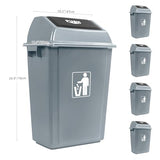 5 Packs 15.3 Gallon Heavy-Duty Plastic Outdoor Trash Can with Push Lid Weather-Resistant Garbage Bin