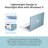 HP 14" Moonlight Blue Laptop with Office 365, AMD CPU, 4GB DDR5 RAM, 1.1TB Storage (128GB SSD and 1TB OneDrive