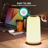 ROOTRO Touch Bedside Table Lamp, [Sleek Design & RGB Mode] 3 Way Dimmable Small Lamp for Bedroom, LED Lamp