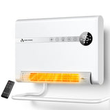 Wall Heater, Space Heater for Bedroom, 1500W PTC Fast Heating Electric Heaters for Indoor Use, 30° Oscillation, Adjustable Thermostat, 24H Timer, Remote Control, Desk or Wall Mounted Heater for Office