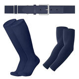 LEACOOLKEY Baseball Belt and Socks Softball Belt Socks Combo Set for Youth Boys Girls Navy Blue