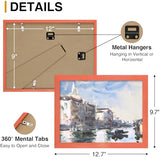 decorUhome Solid Oak Wood 9x12 Picture Frame, Display Pictures 6x8 with Mat or 9x12 without Mat, Wall & Tabletop Display Photo Frame, Orange, 1 Pack
