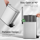 TIPGO Slim Bathroom Trash Can with Lid Soft Close, Step Pedal, 6 Liter