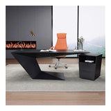 zhongxlla Standing Desk, Black Office Executive Desk, Modern Wood Writing Workstation