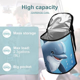 YHNNH Car Trash Can Baby Dolphin Car Trash Bag with Cover and Waterproof Bin for Cars