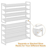 NEYCIL Large Shoe Rack 8 Tier Shoe Organizer, Heavy Duty Metal 4-Tier Stackable Shoe Storage Vertical Shoe Rack for Closet Front Door Entrance, Up to 50 Pairs, 44.8" W x 11.4" D x 56.7" H, White