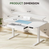 Electric Standing Desk with Drawers, 48 x 24 Inches Height Adjustable Computer Desk with Monitor Stand,