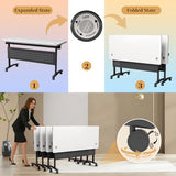 Modern Conference Table, Folding Conference Room Table with Rolling Wheels, Stackable Flip Top Mobile Training Table Modular Seminar Meeting Tables for Office,Conference Room,Classroom (6, W, 55in)