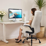 Big and Tall Office Chair for Heavy People, 400LBS High Back Extra Wide Executive PU Leather Office Chair with Flip-Up Armrests
