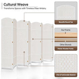 8 Panel Room Divider, 6ft Tall Folding Privacy Screen, 19.5" Wide Panels, 360°Rotation