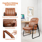 CLATINA Big & Tall 500 lb. Guest Chair, PU Leather Office Reception Chairs with Sled Base, Desk Chair No Wheels for Waiting Room Conference Lobby Computer Living Room, Brown, 4 Pack