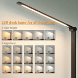LED Desk Lamp with USB Ports, Touch Desk Lamps for Home Office with 5 Color Modes,3 Brightness Desk Light（with adapter）